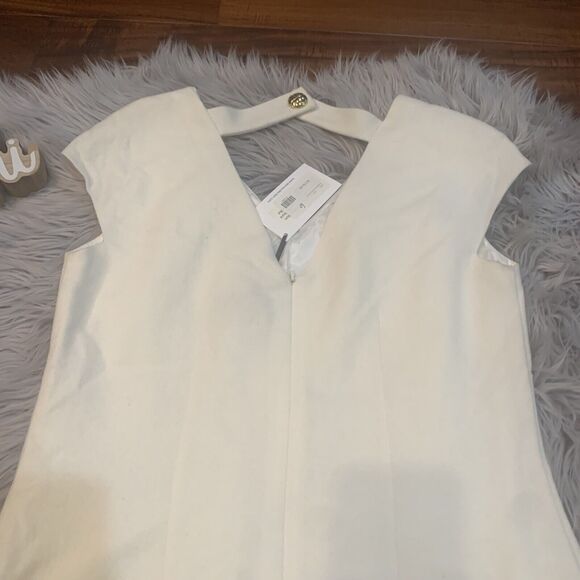 Leona by Lauren Leonard Womens Dress Size 6 Ivory Wool Gold Button Josephine New - Picture 9 of 10
